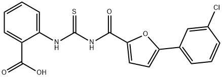 2-[[[[[5-(3-CHLOROPHENYL)-2-FURANYL]CARBONYL]AMINO]THIOXOMETHYL]AMINO]-BENZOIC ACID 结构式