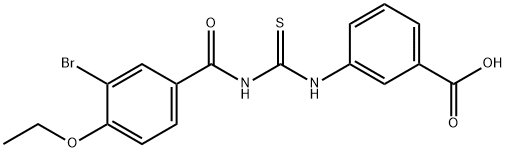 3-[[[(3-BROMO-4-ETHOXYBENZOYL)AMINO]THIOXOMETHYL]AMINO]-BENZOIC ACID 结构式