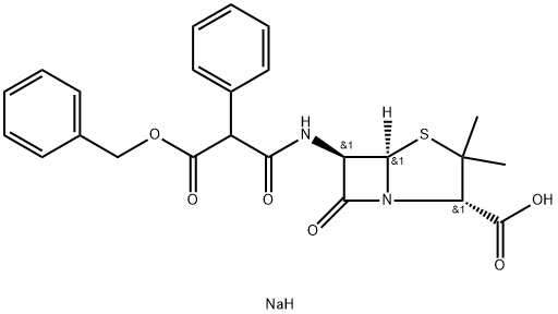 sodium [2S-(2alpha,5alpha,6beta)]-6-[[3-(benzyloxy)-1,3-dioxo-2-phenylpropyl]amino]-3,3-dimethyl-7-oxo-4-thia-1-azabicyclo[3.2.0]heptane-2-carboxylate  结构式