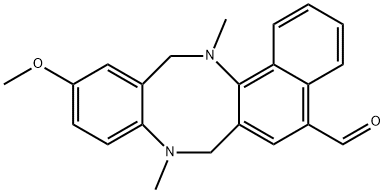 11-METHOXY-8,14-DIMETHYL-7,8,13,14-TETRAHYDROBENZO[F]NAPHTHO[1,2-B][1,5]DIAZOCINE-5-CARBALDEHYDE 结构式