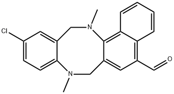 11-CHLORO-8,14-DIMETHYL-7,8,13,14-TETRAHYDROBENZO[F]NAPHTHO[1,2-B][1,5]DIAZOCINE-5-CARBALDEHYDE 结构式