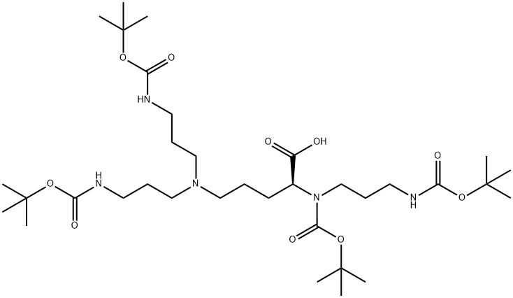 NΑ-BOC-NΑ,Δ,Δ-三(3-BOC-氨基丙基)-L-鸟氨酸 结构式