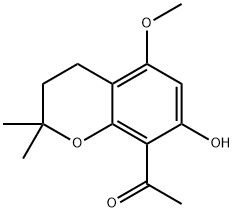 3,4-Dihydro-2,2-dimethyl-5-methoxy-8-acetyl-2H-1-benzopyran-7-ol 结构式