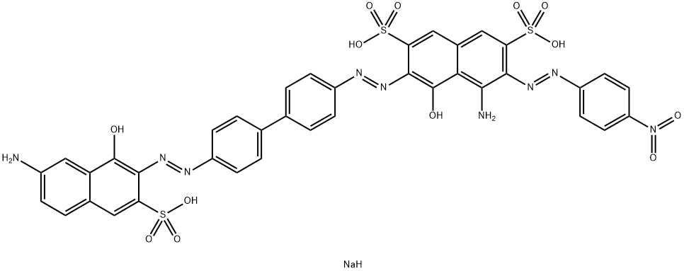 4-Amino-6-[[4'-[(7-amino-1-hydroxy-3-sulfo-2-naphtyl)azo]-1,1'-biphenyl-4-yl]azo]-5-hydroxy-3-[(4-nitrophenyl)azo]-2,7-naphthalenedisulfonic acid trisodium salt 结构式