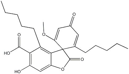 6-Hydroxy-2'-methoxy-2,4'-dioxo-4,6'-dipentylspiro[benzofuran-3(2H),1'-[2,5]cyclohexadiene]-5-carboxylic acid 结构式