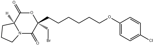3-BROMOMETHYL-3-[6-(4-CHLOROPHENOXYL)-HEXYL]-TETRAHYDROPYRROLO[2,1-C][1,4]OXAZINE-1,4-DIONE 结构式