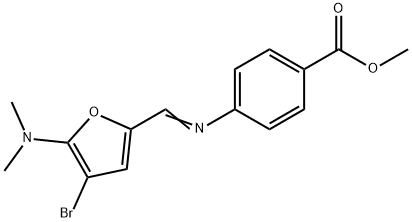 Benzoic  acid,  4-[[[4-bromo-5-(dimethylamino)-2-furanyl]methylene]amino]-,  methyl  ester 结构式