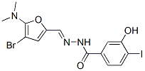 Benzoic  acid,  3-hydroxy-4-iodo-,  [[4-bromo-5-(dimethylamino)-2-furanyl]methylene]hydrazide  (9CI) 结构式