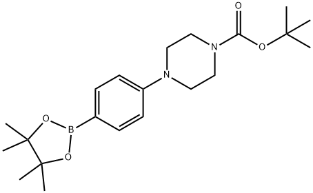4-[4-(N-BOC)哌嗪-1-基]苯基硼酸频哪酯 结构式