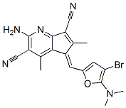 5H-Cyclopenta[b]pyridine-3,7-dicarbonitrile,  2-amino-5-[[4-bromo-5-(dimethylamino)-2-furanyl]methylene]-4,6-dimethyl- 结构式