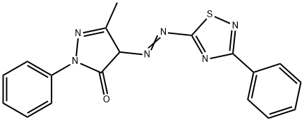 2,4-dihydro-5-methyl-2-phenyl-4-[(3-phenyl-1,2,4-thiadiazol-5-yl)azo]-3H-pyrazol-3-one 结构式