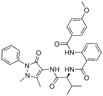 Benzamide, N-[(1S)-1-[[(2,3-dihydro-1,5-dimethyl-3-oxo-2-phenyl-1H-pyrazol-4-yl)amino]carbonyl]-2-methylpropyl]-2-[(4-methoxybenzoyl)amino]- (9CI) 结构式