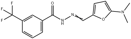 Benzoic  acid,  3-(trifluoromethyl)-,  [[5-(dimethylamino)-2-furanyl]methylene]hydrazide  (9CI) 结构式