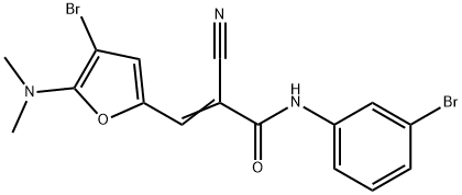 2-Propenamide,  3-[4-bromo-5-(dimethylamino)-2-furanyl]-N-(3-bromophenyl)-2-cyano- 结构式