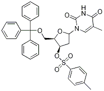 1-(3-O-NOSYL-5-O-TRITYL-2-DEOXY-Β-D-LYXOFURANOSYL)THYMINE 结构式