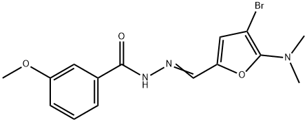 Benzoic  acid,  3-methoxy-,  [[4-bromo-5-(dimethylamino)-2-furanyl]methylene]hydrazide  (9CI) 结构式