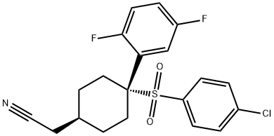 2 - ((1S,4S)-4 - ((4-氯苯基)磺酰基)-4-(2,5-二氟苯基)环己基)乙腈 结构式