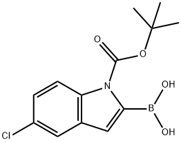 1-BOC-5-氯吲哚-2-硼酸 结构式