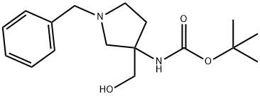 1-苄基3-羟甲基-3-BOC-氨基吡咯烷 结构式