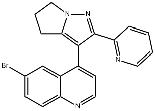 Quinoline, 6-broMo-4-[5,6-dihydro-2-(2-pyridinyl)-4H-pyrrolo[1,2-b]pyrazol-3-yl]- 结构式