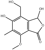 3,5-Dihydroxy-4-hydroxymethyl-7-methoxy-6-methylisobenzofuran-1(3H)-one 结构式