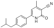 1,2-DIHYDRO-6-(4-ISOBUTYLPHENYL)-4-METHYL-2-OXOPYRIDINE-3-CARBONITRILE 结构式