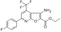 ETHYL 3-AMINO-4-(TRIFLUOROMETHYL)-6-(4-FLUOROPHENYL)FURO[2,3-B]PYRIDINE-2-CARBOXYLATE 结构式