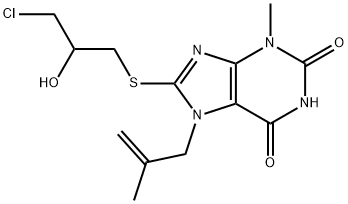 8-[(3-chloro-2-hydroxypropyl)sulfanyl]-3-methyl-7-(2-methyl-2-propenyl)-3,7-dihydro-1H-purine-2,6-dione 结构式