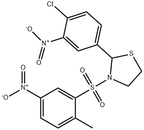 Thiazolidine, 2-(4-chloro-3-nitrophenyl)-3-[(2-methyl-5-nitrophenyl)sulfonyl]- (9CI) 结构式