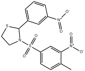 Thiazolidine, 3-[(4-methyl-3-nitrophenyl)sulfonyl]-2-(3-nitrophenyl)- (9CI) 结构式