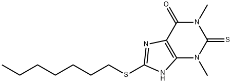 1,3-Dimethyl-2,7-dihydro-8-(heptylthio)-2-thioxo-1H-purin-6(3H)-one 结构式