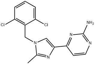 4-(1-(2,6-Dichlorobenzyl)-2-methyl-1H-imidazol-4-yl)pyrimidin-2-amine 结构式