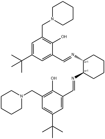 2,2′-[(1R,2R)-1,2-环己二基双[(E)-(次氮基次甲基)]双[4-(叔丁基)-6-(4-哌啶基甲基)苯酚] 结构式