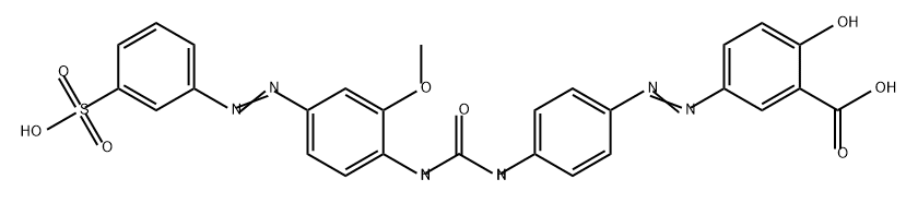 5-[[4-[[[[2-methoxy-4-[(3-sulphophenyl)azo]phenyl]amino]carbonyl]amino]phenyl]azosalicylic acid 结构式