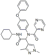 Pyrazinecarboxamide, N-[2-(cyclohexylamino)-1-(1,3-dimethyl-1H-pyrazol-4-yl)-2-oxoethyl]-N-(4-phenoxyphenyl)- (9CI) 结构式
