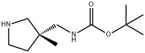 Carbamic acid, [[(3R)-3-methyl-3-pyrrolidinyl]methyl]-, 1,1-dimethylethyl ester 结构式