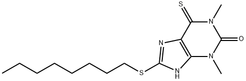 1,3,6,7-Tetrahydro-1,3-dimethyl-8-(octylthio)-6-thioxo-2H-purin-2-one 结构式