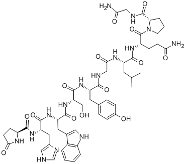 PYR-HIS-TRP-SER-TYR-GLY-LEU-GLN-PRO-GLY-NH2 结构式