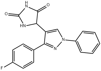 5-(3-(4-氟苯基)-1-苯基-1H-吡唑-4-基)咪唑烷-2,4-二酮 结构式