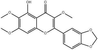 5-Hydroxy-3,6,7-trimethoxy-3',4'-methylenedioxyflavone 结构式