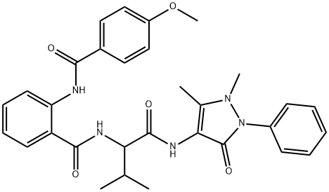 Benzamide, N-[1-[[(2,3-dihydro-1,5-dimethyl-3-oxo-2-phenyl-1H-pyrazol-4-yl)amino]carbonyl]-2-methylpropyl]-2-[(4-methoxybenzoyl)amino]- (9CI) 结构式