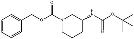 (3R)-3-[(叔丁氧羰基)氨基]哌啶-1-甲酸苄酯 结构式