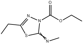 1,3,4-Thiadiazole-3(2H)-carboxylicacid,5-ethyl-2-(methylimino)-,ethylester(9CI) 结构式