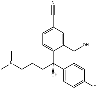 (-)4[4-(二甲胺基)-1-(4-氟苯基)-1-(羟基丁基)-3-(羟基 甲基)氰苯.氢溴酸盐 (右酞普兰中间体) 结构式