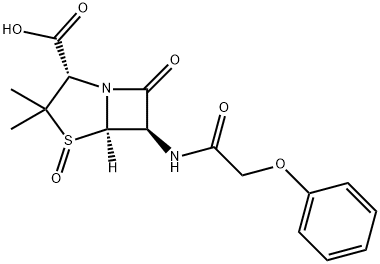 [2S-(2ALPHA,5ALPHA,6BETA)]-3,3-二甲基-7-氧代-6-(苯氧基乙酰氨基)-4-硫杂-1-氮杂双环[3.2.0]庚烷-2-羧酸 4-氧化物 结构式