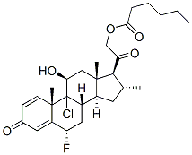 9-chloro-6alpha-fluoro-11beta,21-dihydroxy-16alpha-methylpregna-1,4-diene-3,20-dione 21-hexanoate 结构式