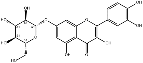 槲皮素-7-O-BETA-D-吡喃葡萄糖苷 结构式