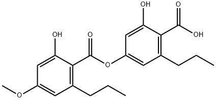 2-Hydroxy-4-(2-hydroxy-4-methoxy-6-propylbenzoyloxy)-6-propylbenzoic acid 结构式