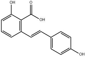 2-Hydroxy-6-[2-(4-hydroxyphenyl)vinyl]benzoic acid 结构式
