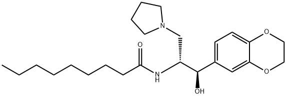 N-[(1R,2R)-1-(2,3-二氢苯并[B][1,4]二恶英-6-基)-1-羟基-3-(吡咯烷-1-基)丙-2-基]壬酰胺 结构式